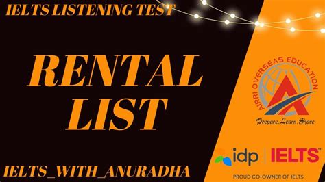 RENTAL LIST IELTS LISTENING TEST WITH ANSWER KEYS LISTENING TEST REAL