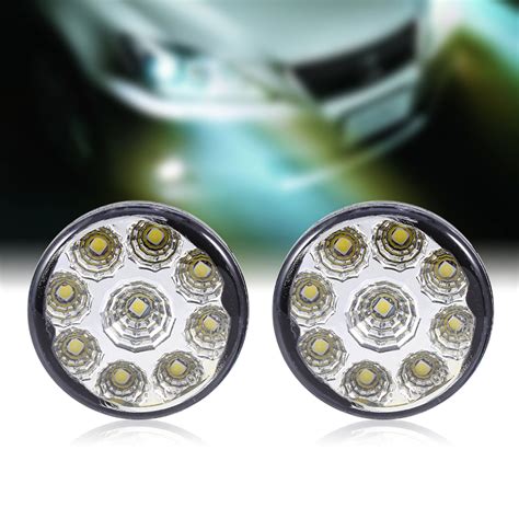 2X Car White 9SMD LED Daytime Driving Running Light DRL Fog Lamp Head