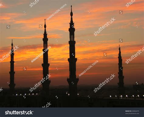 Silhouette Minarets Masjid Al Nabawi Nabawi Stock Photo (Edit Now) 50904475