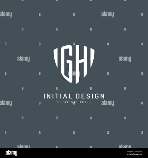 Initials GH Logo Shield Guard Shape Creative Logo Design Concept