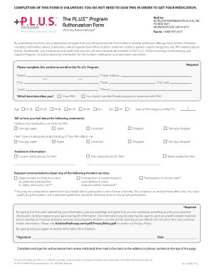 Fillable Online TM The P L U S Program Mail To Authorization Form