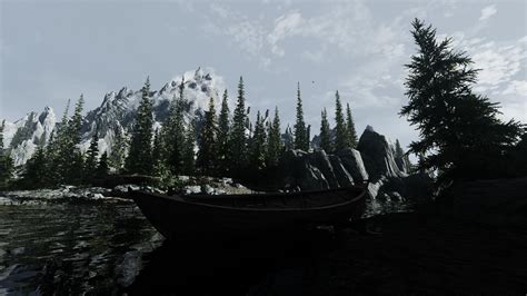 A Quiet Lake At The Foot Of The Mountains At Skyrim Special Edition