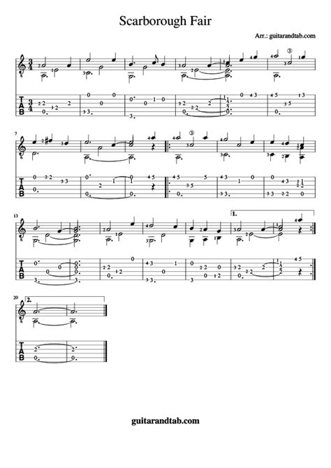 Scarborough Fair – Classical Guitar - Free Guitar Tabs