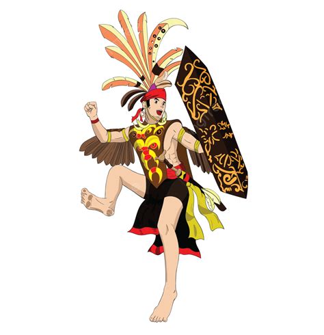 Mandau Dayak Kalimantan Dance Vector Traditional Dance Dayak Mandao