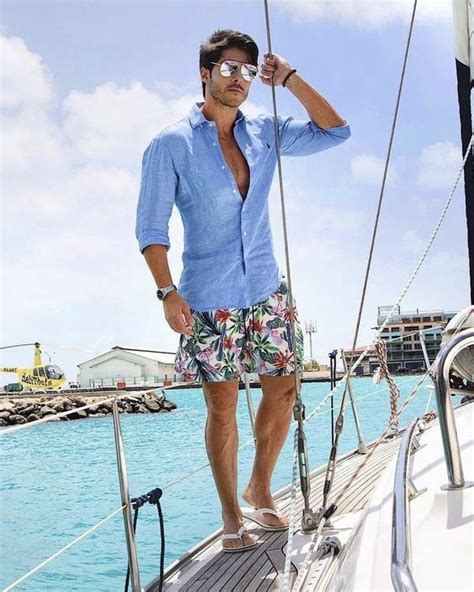 Light Blue Denim Shirt Boating Outfit Trends With Short μαγιο 2022