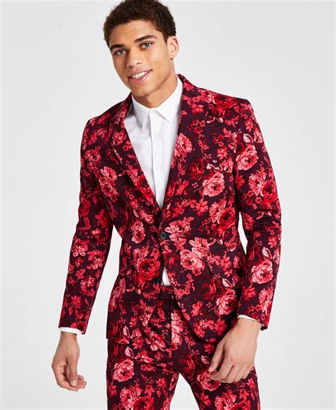 I N C International Concepts Mens Roscoe Slim Fit Floral Print Suit