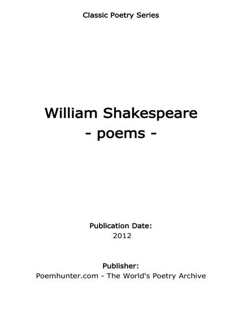 william shakespeare poems