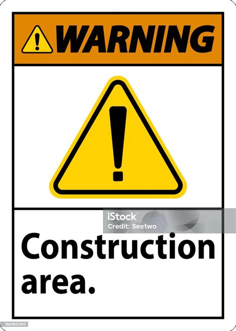 Warning Sign Construction Area Stock Illustration - Download Image Now ...