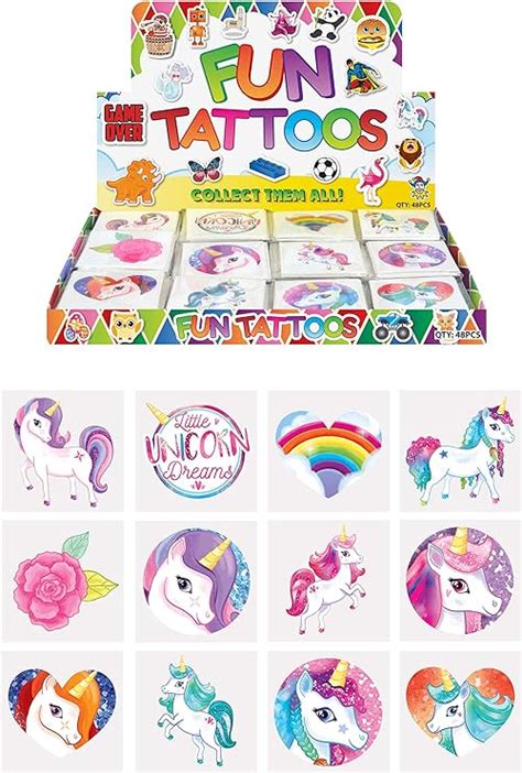 Henbrandt Assorted Mini Unicorn Tattoos Pack Of 12 Amazon Co Uk