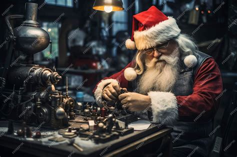 Premium Ai Image Generative Ai Illustration Of Santa Claus Making