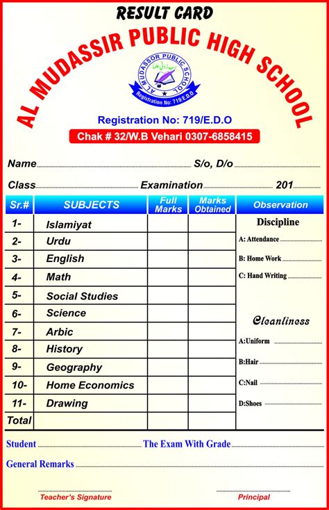 School Result Card Design Cdr Template Graphics Inn