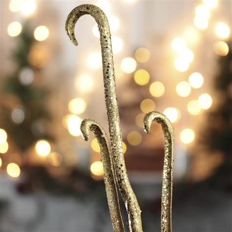 Tall Gold Glitter Artificial Fern Frond Stem Holiday Florals