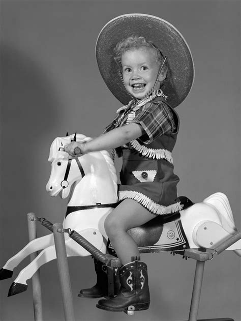 Cowgirl On Rocking Horse C1950s Photograph By B Taylorclassicstock