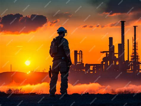 Premium AI Image | silhouette of a construction worker at sunset