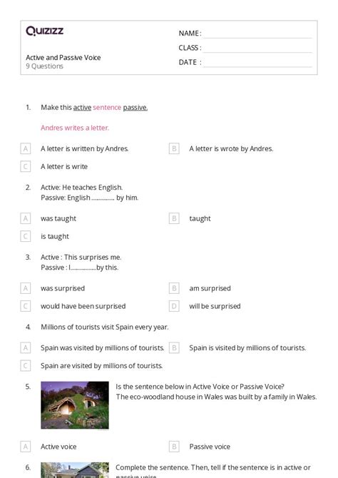 50 Active And Passive Voice Worksheets For 5th Class On Quizizz Free And Printable