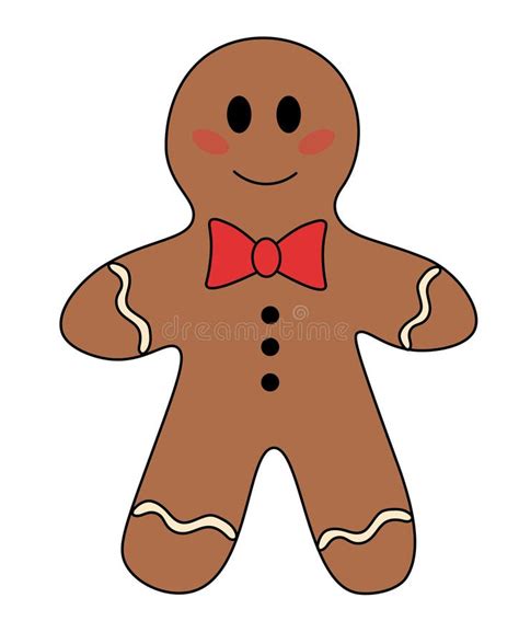 Christmas Gingerbread Cookie Man Character Vector Flat Illustration Stock Vector