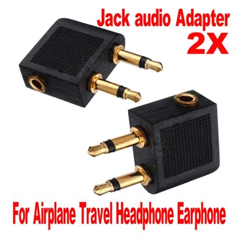 2 Pcs 3 5mm Airline Airplane Earphone Headphone Headset Jack Audio