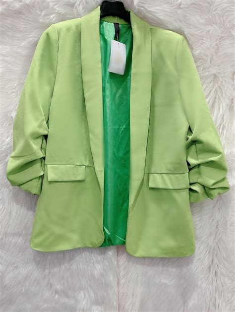 Blazer Con Manica Arricciata Verde 2 Donna Pablimaca