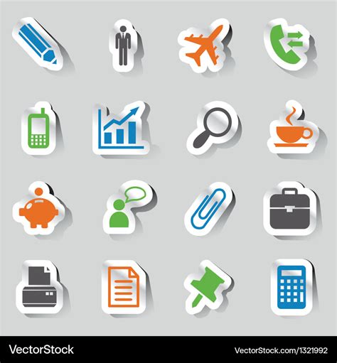 Stickers - office and business icons Royalty Free Vector