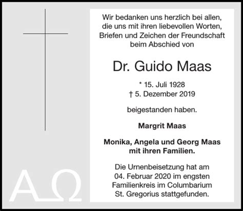 Traueranzeigen Von Dr Guido Maas Aachen Gedenkt