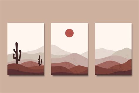 Set of abstract mountain in landscape aesthetic poster design 7491767 ...