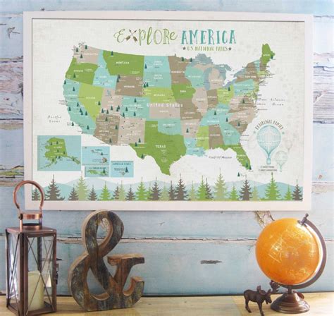 National Park Poster National Park Map for Kids Push Pin - Etsy