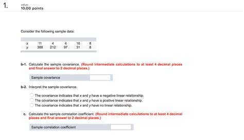 Solved Value Points Consider The Following Sample Chegg