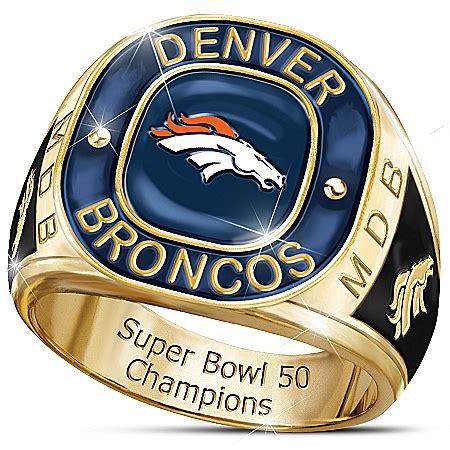 Denver Broncos Super Bowl 50 Champions Personalized Men's 18K Gold ...