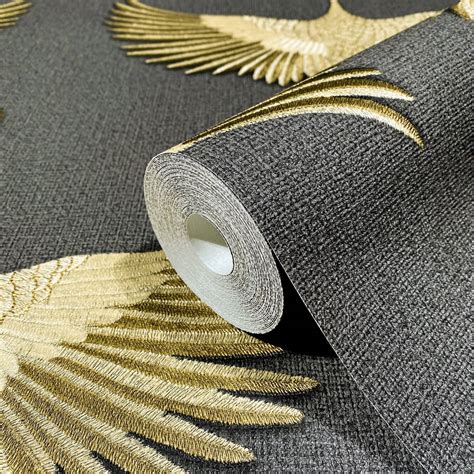 Grafische Tapete Vliestapete Kumano Schwarz Gold Wall Art De