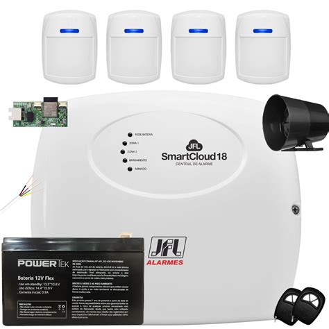 Kit Alarme Jfl Smart Cloud 18 Sensor Barramento Ds 510 Bus