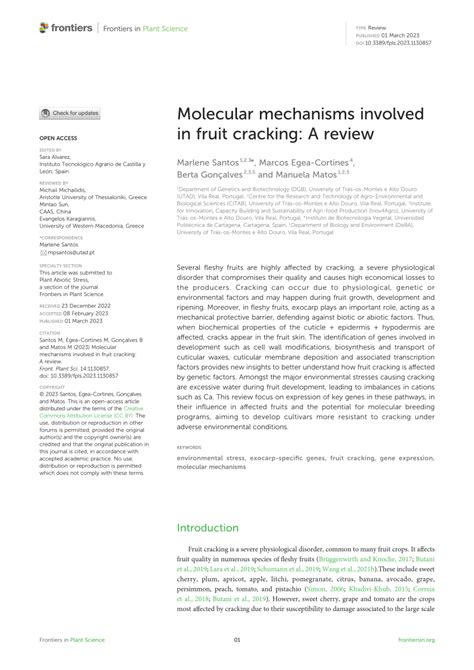 Pdf Molecular Mechanisms Involved In Fruit Cracking A Review