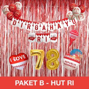 Jual Paket Dekorasi Hiasan Balon Dirgahayu Hut Ri Agustus Merah