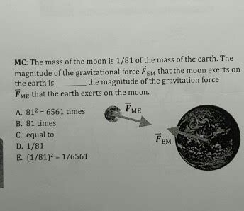 Solved The mass of the moon is 1/81 of the mass of the | Chegg.com