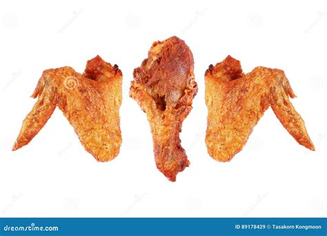 Deep Fry Chicken Wings And Thigh Isolated On White Stock Image Image