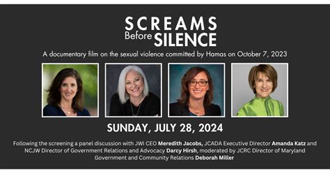 Screams Before Silence | Jewish Community Relations Council of Greater Washington