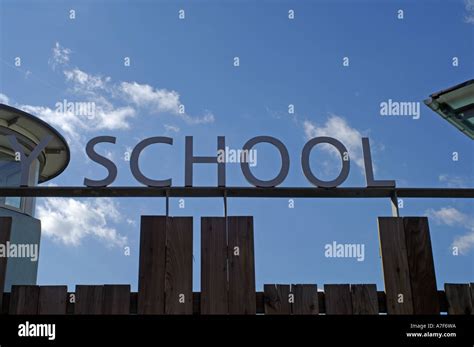 school gate sign Stock Photo - Alamy