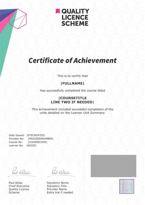 EXAMPLE QLS Certificate 2020 One Education