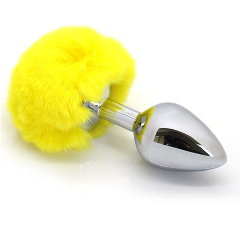 Plug Anal Em Metal Liso Pompom Coelho Amarelo 62 8 Cm Loja Pimenta