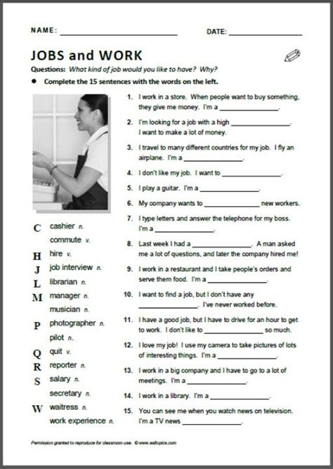 Free Printable Vocational Worksheets Worksheet