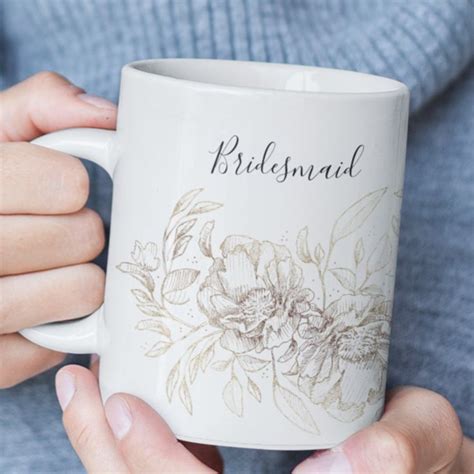 Elegant Hand Drawn Botanical Bridesmaid Party Coffee Mug Zazzle