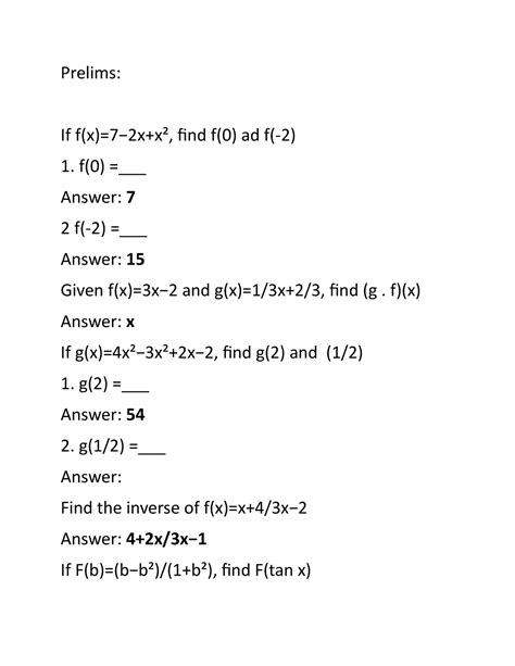 Calculus 2 Prelims If F X 7−2x X² Find F 0 Ad F 2 F 0 Answer 7 2 F 2