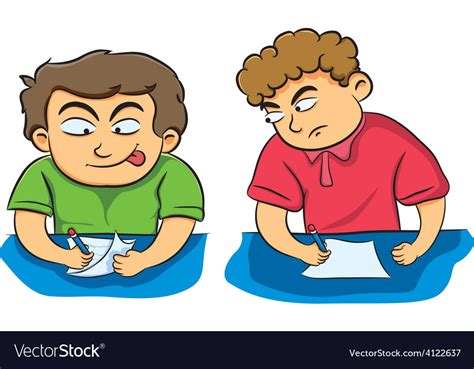 Student cheat a friend Royalty Free Vector Image