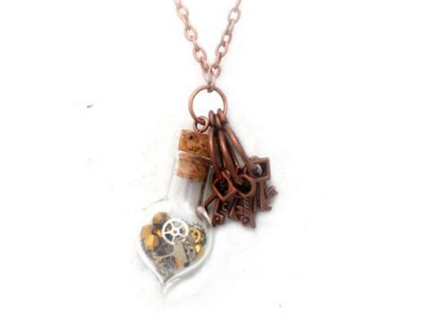 Steampunk Vial Necklace With Cogs And Gears By Onestopsteamshoppe Vial Necklace Steampunk