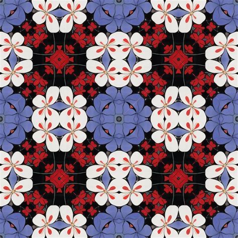 Premium Photo | Seamless pattern with mandalas in blue and red colors