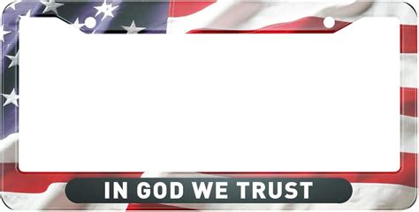 In God We Trust Black Usa License Plate Tag Frame American Flag Design