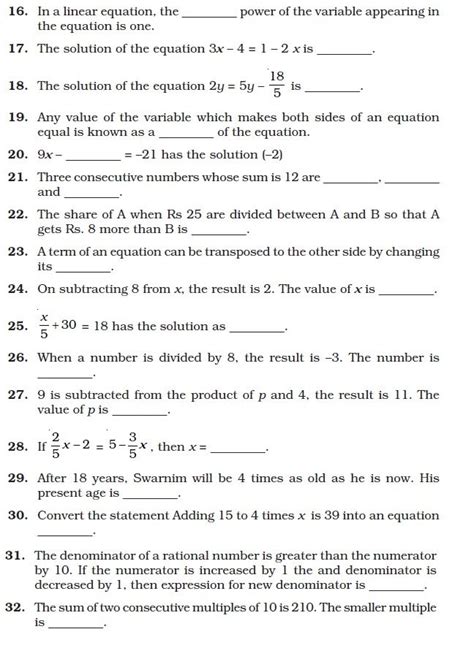 Grade 8 Linear Equations