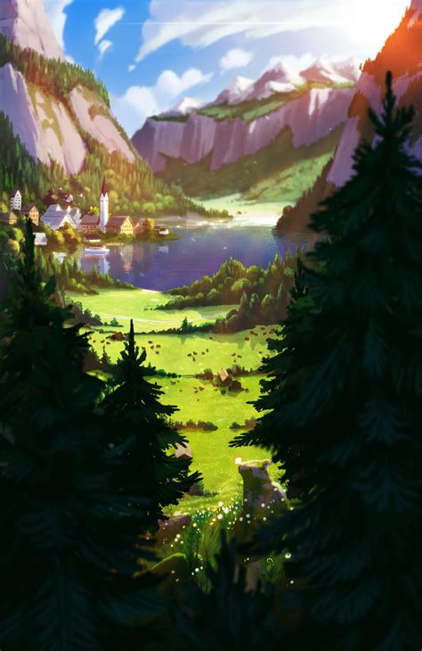 Artstation Alps Thomas Ø Poulsen Anime Scenery Wallpaper Scenery