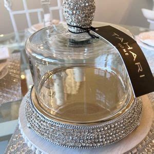 Tahari Dining Tahari Bling Rhinestone Pedestal Cloche Glass Cheese