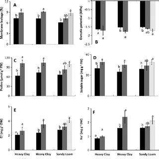 Membrane Leakage A Osmotic Potential B Proline Content C