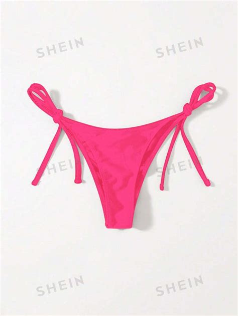 Shein Swim Ladies Summer Beach Solid Color Tie Side Swim Bikini Bottom